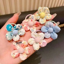 10入組女孩可愛的髮飾,甜美公主和鄉村風格的花卉布花,適用於兒童和寶寶少頭髮的頭帶和髮圈,日常使用和禮物