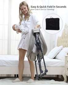 UBRAVOO Grab-And-Go Travel Cot, Baby Crib With Mattress I Silent Wheels, Baby Bedside Crib | Rocking Crib Convertible