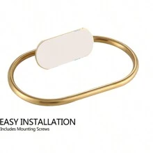 OBOVAY Stainless Steel Bathroom Towel Ring, Towel Rack, Wall-Mounted Towel Bar, Bathroom Towel Storage, Towel Shelf Bathroom Accessories Bathroom Tools - Gold - View 7
