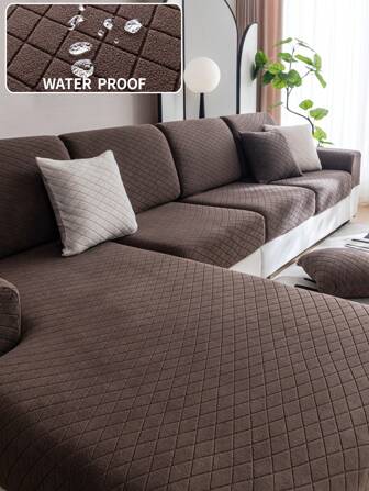 1 Pieza Funda De Cojín De Sofá Elástica Impermeable Adecuada Para Todas Las Estaciones Y Para Sofás En Forma De L O De 1 A 4 Asientos, Protege Sus Muebles De Sala De Estar En Un Estilo Moderno Simple Y Evita El Deslizamiento