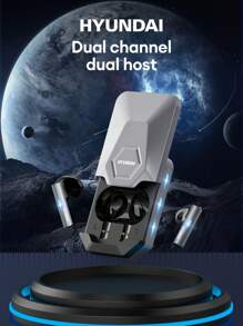 HYUNDAI Passive Noise Reduction Half In-Ear Wireless Earphones With Long Battery Life, RGB, For Sports Gaming Music High-Quality Sound, Clear Calls, And Built-In Microphone - Grey - View 4