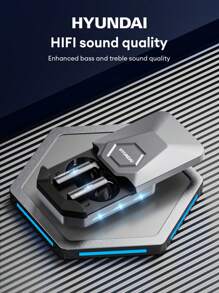 HYUNDAI Passive Noise Reduction Half In-Ear Wireless Earphones With Long Battery Life, RGB, For Sports Gaming Music High-Quality Sound, Clear Calls, And Built-In Microphone - Grey - View 1