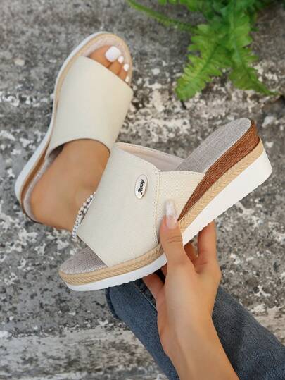 Nuovo Arrivo 2024: Ciabatte Espadrillas Con Zeppa E Fondo Spesso Per Donne Di Taglia Grande Nel Commercio Transfrontaliero, Stile Europeo E Americano