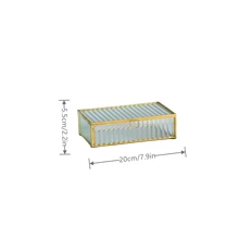 Metallic Edging Striped Flower Shaped Glass Jewelry Box Storage Organizer Home Decor Back To School