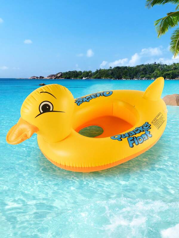 1 Stück aufblasbarer, dicker Ente-förmiger Schwimmring, kleine gelbe Enten-Yacht, geeignet für Strand, Poolparty, Sommer Schwimm-Accessoires!