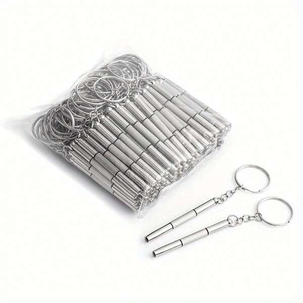 1~50pcs Silver 3-In-1 Multifunctional Screwdriver Keychains, Repairing Sunglasses, Watch And Glasses Keychains, Practical Small Tools, Tools For Men