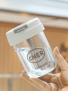 1只白色運動水瓶保溫杯 玻璃杯具插吸管,便攜杯,假日季節禮物 - 白色 - 查看 3