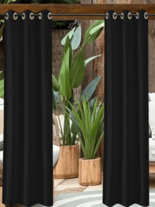 BONZER 1片防水室內/室外遮光窗簾,適用於減少露台靜熱,遮陽黑色窗簾適合臥室、門廊、客廳、遮陽篷 - 黑色 - 查看 5