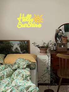 Hello Sunshine黃色霓虹燈牌附釘子,鉤子,鏈和usb插頭,適用於酒吧,酒館,商店,餐廳,房間,臥室,客廳裝飾 - 黃色 - 查看 2