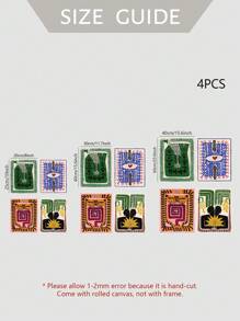 4入組北歐風格多彩抽象古埃及老虎豹極簡藝術海報 - 彩色 - 查看 5