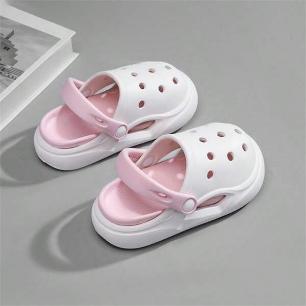 1pair Kids' Breathable Hollow-Out Sandals With Soft Dual Bottom Boys' & Girls' Slippers, Suitable For Summer