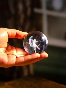 1个月亮仙子水晶球带底座，3D激光雕刻仙子月亮R1雕像，家居装饰工艺品，斋月装饰，家居装饰，派对装饰，感恩节礼物 - 彩色 - 查看 4