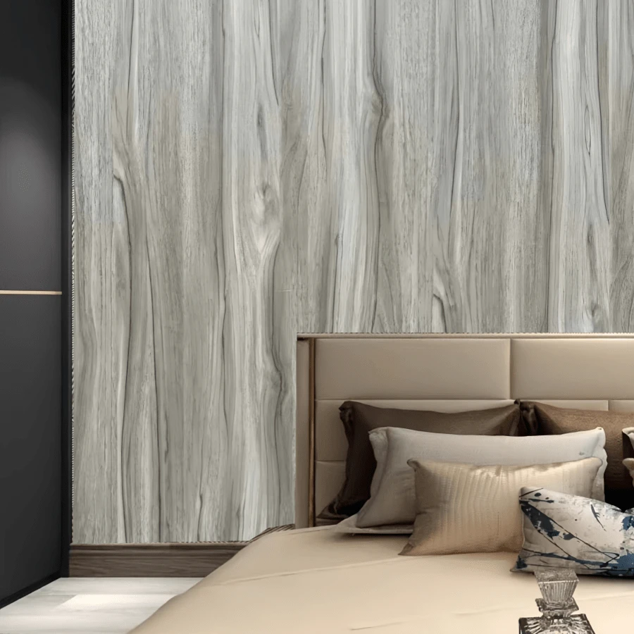 1卷木紋效果自黏pvc壁紙,加厚材質防水防污適合客廳、臥室、門廳、茶室、辦公室接待、桌面裝修等場合 - 灰色 - 查看 1