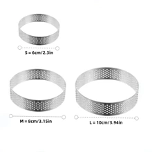 3pcs Stainless Steel Perforated Round Tart Ring, Mousse Cake Ring, Biscuit Mold Used For Baking Donuts, Cakes, Biscuits, Pancakes, Fruit Tart, Baking Kitchen Tool - Silver - View 4