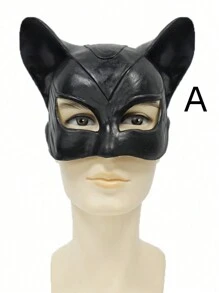 1pc Black Sexy Rabbit Ear Eye Mask, Leather Bondage Fetish Mask For Bunny Costumes - Black - View 8