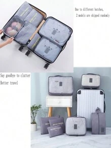 7 件/6 件旅行收纳套装，衣服和洗漱用品分类包，行李隔间装饰秋季装饰节日装饰房间装饰家居装饰秋季装饰卧室装饰 - 灰色 - 查看 3