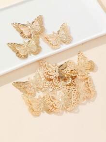 10pcs/Set Fashionable Personalized Hollow Out Butterfly Shaped Pendant For Diy Jewelry Decoration, Including Necklaces, Earrings And Hair Accessories