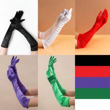 优雅中长款女士缎面性感晚宴派对婚礼手套（1双装）万圣节夏季 - 彩色 - 查看 11