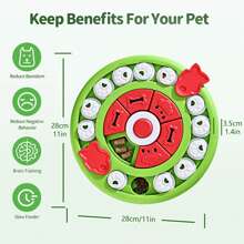 Tigela redonda verde em formato de pizza para cães, brinquedo quebra-cabeça, treinamento anti-engasgo