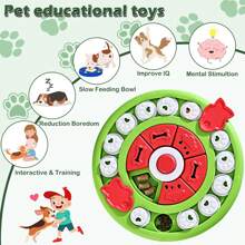 Tigela redonda verde em formato de pizza para cães, brinquedo quebra-cabeça, treinamento anti-engasgo