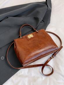 All-Seasons Stylish Women Bag, Exquisite Crocodile Pattern PU Cross-Body Shoulder Bag,  And Versatile Handbag