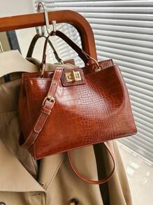 All-Seasons Stylish Women Bag, Exquisite Crocodile Pattern PU Cross-Body Shoulder Bag,  And Versatile Handbag