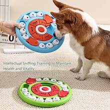 Tigela redonda verde em formato de pizza para cães, brinquedo quebra-cabeça, treinamento anti-engasgo