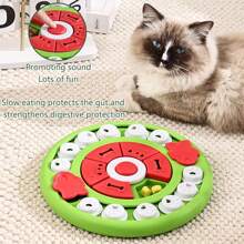 Tigela redonda verde em formato de pizza para cães, brinquedo quebra-cabeça, treinamento anti-engasgo