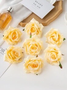5/15 件人造玫瑰花头，婚礼装饰新娘花束腕花花墙插花，家居装饰，新年，情人节礼物 - 黃色 - 查看 5