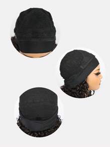 头带假发卷发，女士头带假发合成，水波头带假发，湿发和波浪假发，附有头带，无胶黑色半假发，150% 密度，适合日常使用 - Black-brown - 查看 9