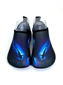 Men's Quick-drying Breathable Black Printed Water Shoes & Simple Fashionable Outdoor Anti-slip Surf Beach Shoes