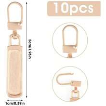 10入組拉鍊頭替換扣,可拆式拉鍊頭,金屬拉鍊拉環適用於行李,衣物,夾克,牛仔褲,背包,靴子,裙子,錢包,外套。 - 彩色 - 查看 2