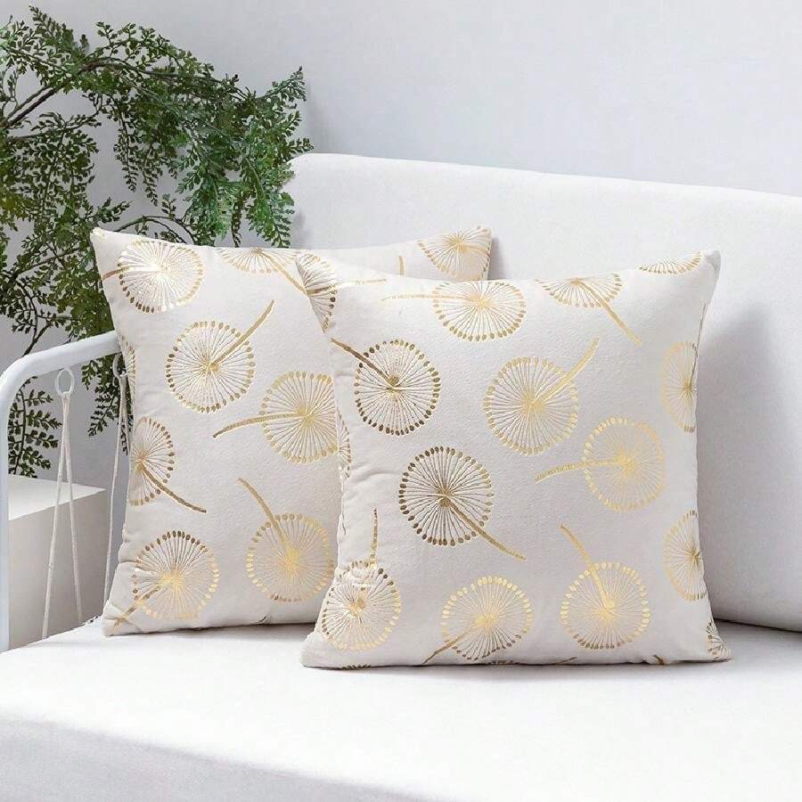 1入金絲絨坐墊套45x45cm,超柔軟裝飾沙發抱枕套,適用於客廳裝飾枕套 - 米色 - 查看 1