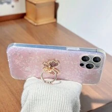 New Arrival Pink Butterfly Shaped Ring Holder With Full Crystal Decoration Compatible With IPhone, Android Phone, Gift For Birthday, Family, Friends Finger Ring Holder, Phone Grip, Phone Accessories - Multicolor - View 4