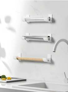 4 Stücke Multi-zweck Kunststoffklebebügel Für Müllbeutel, Alufolie, Frischhalte-folie, Kühlschrank-regal-seitenspeicher, Mit Doppelseitigem Klebeband, Kann Als Eigenständiges Lagerregal Verwendet Werden