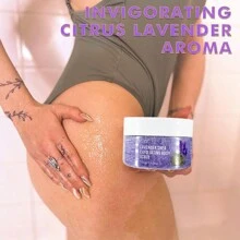 GZE薰衣草精油身体磨砂膏，蕴含乳木果油、胶原蛋白和杏仁油——天然去角质盐磨砂膏，具有身体和面部护理功效，有助于滋润肌肤，淡化妊娠纹、痤疮、橘皮组织、死皮和皱纹。 - 紫色 - 查看 8