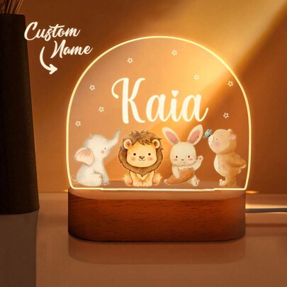1 peça de luz noturna personalizada com nome, foto fofa, luz noturna com nome personalizado, lâmpada de quarto de berçário, presente, lâmpada LED de acrílico personalizada para decoração de casa, presente exclusivo para meninos e meninas, ideal para aniversário, presente de nascimento para filho e filha