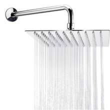 Regadera Cuadrada Tipo Lluvia  20cm, Incluye Tubo y Chapetón Acero Inoxidable - Tubo 30cm - Ver 1