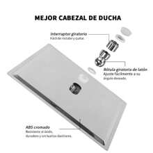 Regadera Cuadrada Tipo Lluvia  20cm, Incluye Tubo y Chapetón Acero Inoxidable - Tubo 30cm - Ver 3