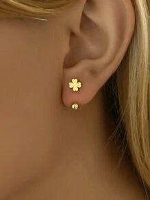 18k 鍍金 1 對時尚心形耳環或多種款式女式圈形耳環。簡約y2k耳飾防止耳洞掉落,方便配戴睡覺 - 金黃色 - 查看 1