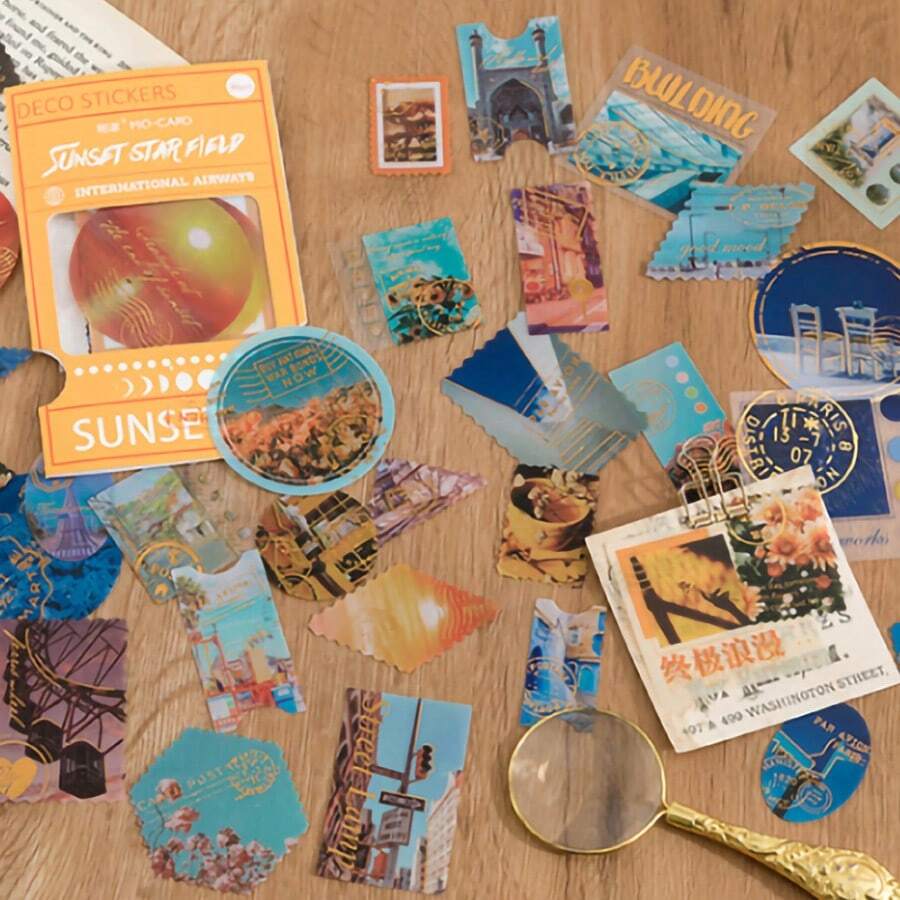 1 pak/30 stks Reis Landschap Heet stempelen Scrapbooking Stickers , DIY