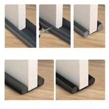 1pc Seal Strip Draught Excluder Stopper Door Bottom Wind Sweep Stopper Door Bottom Guard Double Protector Doorstop - Black - View 2