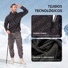 Chamarra Táctica Militar con Capucha para Hombre Chamarra Impermeable Deportiva Montaña de Forro Polar Chamarra Softshell para Camping Senderismo - Negro - Ver 6