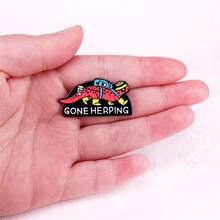 有趣的字母和爬行動物造型的蝾螈胸針/徽章,適用於領口 - 彩色 - 查看 3