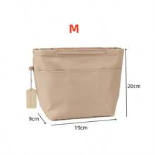 1pc Insert Bag Handbag Inner Multifunctional Zippered Large Capacity Storage Organizer Cosmetic Bag Women's Toiletry Travel Bag School Supplies Teacher Gifts Back To School Teacher Accessories - Khaki - View 10