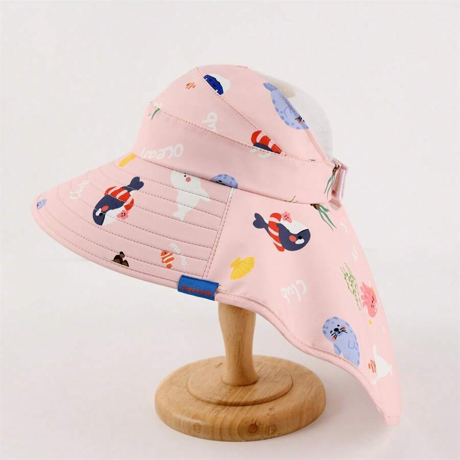 Children's Sun Hat, Wide-Brimmed Sun Protection Cap For Baby Boys & Girls, Outdoor Topless Hat To Block Uv Rays In Summer - Pink - View 1