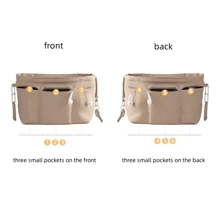1pc Insert Bag Handbag Inner Multifunctional Zippered Large Capacity Storage Organizer Cosmetic Bag Women's Toiletry Travel Bag School Supplies Teacher Gifts Back To School Teacher Accessories - Khaki - View 5