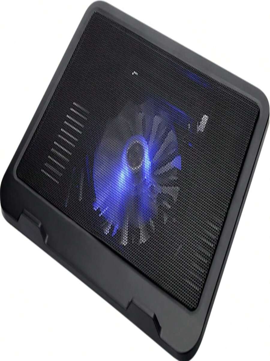 Laptop Cooling Base With Fan And LED Light, USB Connection. Silent Operation, 14 Centimeter Fan - Black - View 1