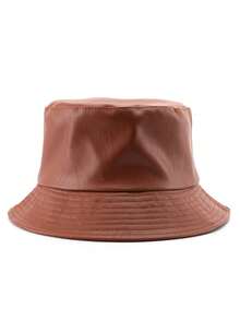 1頂女士多色PU皮桶帽，街頭時尚風格，適合春夏日常穿著 - A - 查看 10