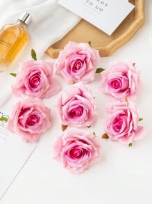 5/15/25 件人造玫瑰花头，婚礼装饰新娘花束腕花用品，花墙布置，家居装饰，新年，情人节礼物 - 粉色 - 查看 5